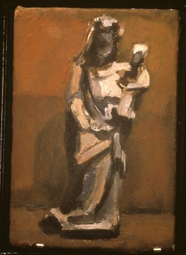 Small Sculpture: Royal Ontario Museum. oil on wood panel, 5 x 7 inches, 1999.*