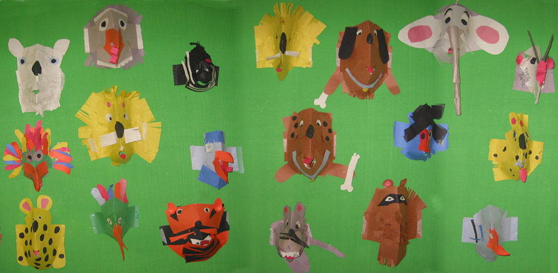 Paper folding and cutting to make animal sculptures