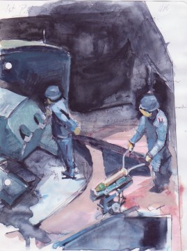 Bombs watercolour over ballpoint pen 22 x 17 cm 2008