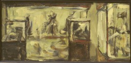Anthropology Museum, oil & cold wax on board, 33 x 70 cm. 1995